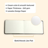 A6 size plain white & smooth Ivory drawing book of 64 pages & 120 lbs or 240 GSM thick. It is perfect for travel art.