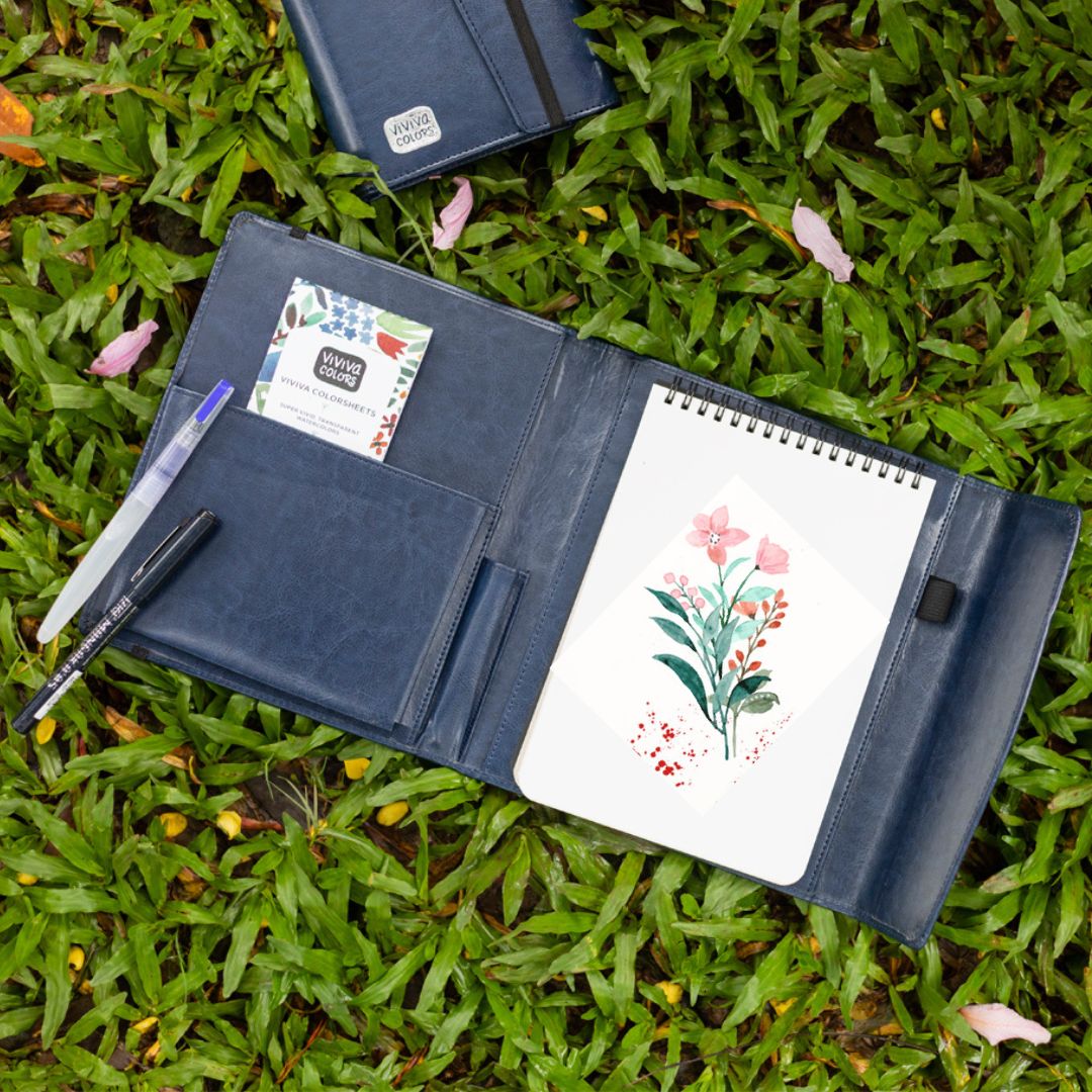 Viviva Colors Travel Watercolor Set & Water Color Paper Sketch Book Bundle  - Premium Watercolor Sheets & A5 Textured Travel Sketchbook - Fun, Vibrant