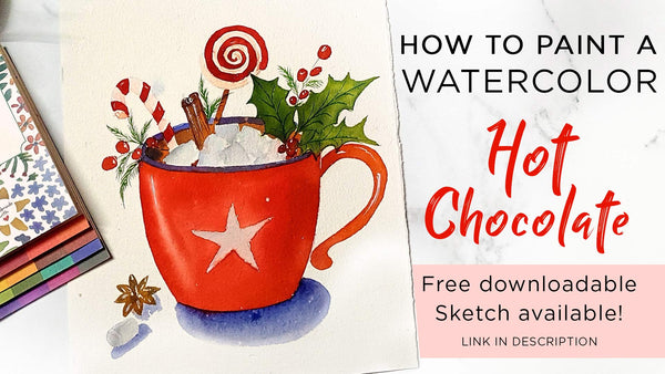 Watercolor Hot Chocolate Mug - Download a free Sketch