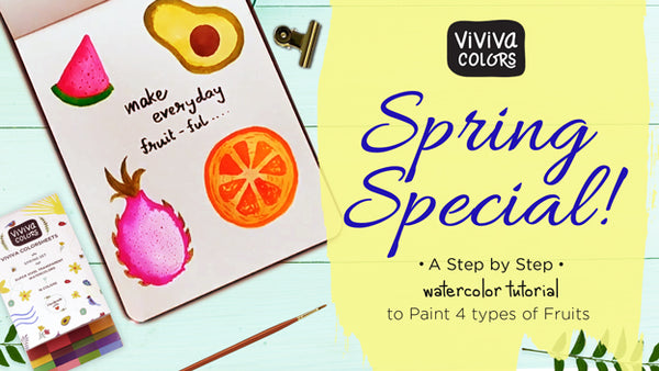 Spring Painting - '4 types of fruits' with watercolors!