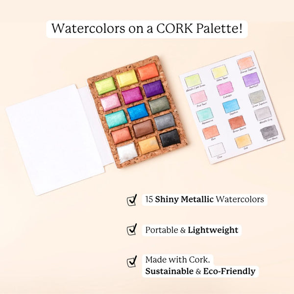 Watercolor Pans - Metallic 15 Colors