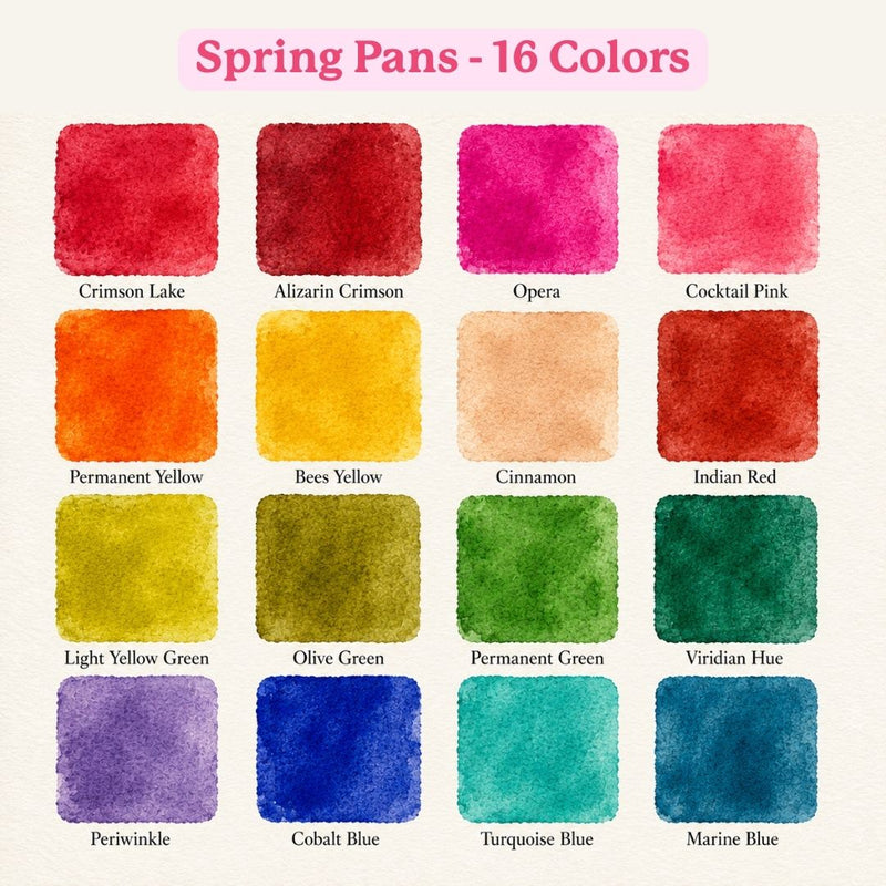 Watercolor Pans - Spring 16 Colors