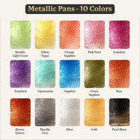 Watercolor Pans - Metallic 15 Colors