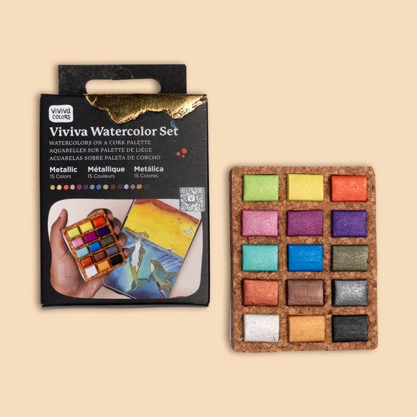 Watercolor Pans - Metallic 15 Colors