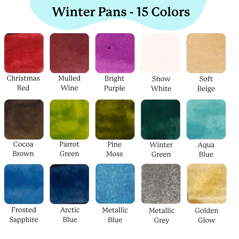 Watercolor Pans - Winter 15 Colors  - pack of 5