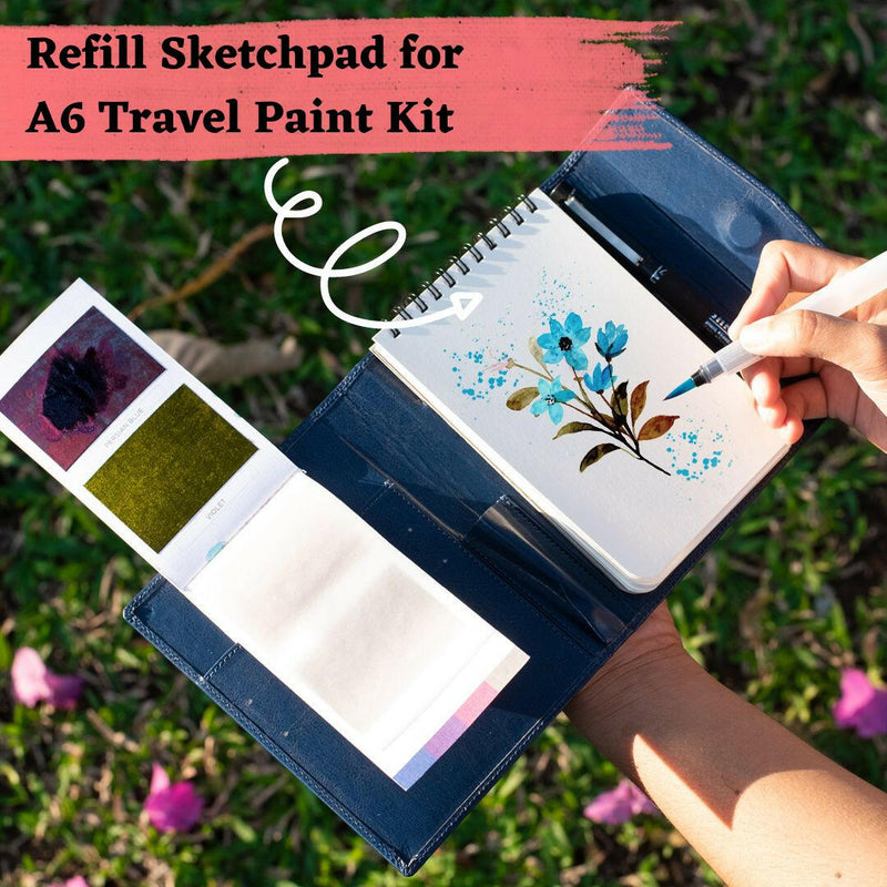 A6 size Plain white & smooth Ivory drawing pad with 64 pages that are 120 lbs or 300 GSM thick. It is perfect for travel art