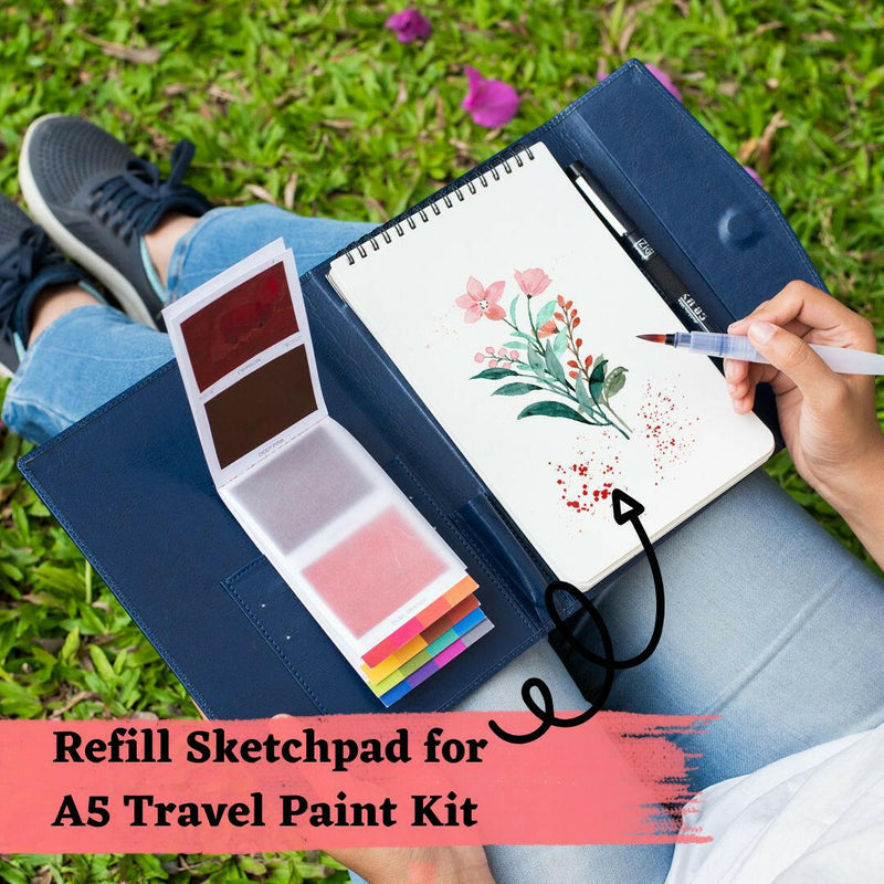 A5 size Plain white & smooth Ivory drawing pad with 64 pages that are 120 lbs or 300 GSM thick. It is perfect for travel art