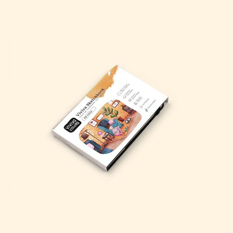 A6 size plain white & smooth Ivory drawing book of 64 pages & 120 lbs or 240 GSM thick. It is perfect for travel art.
