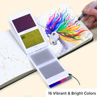 Perfect gift for watercolor lovers & artists. Travel friendly watercolor painting set in a wooden case etched with name & wishes