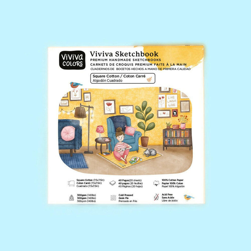 Square Sketchbook - 100% Cotton, 40 Pages, 140 lbs
