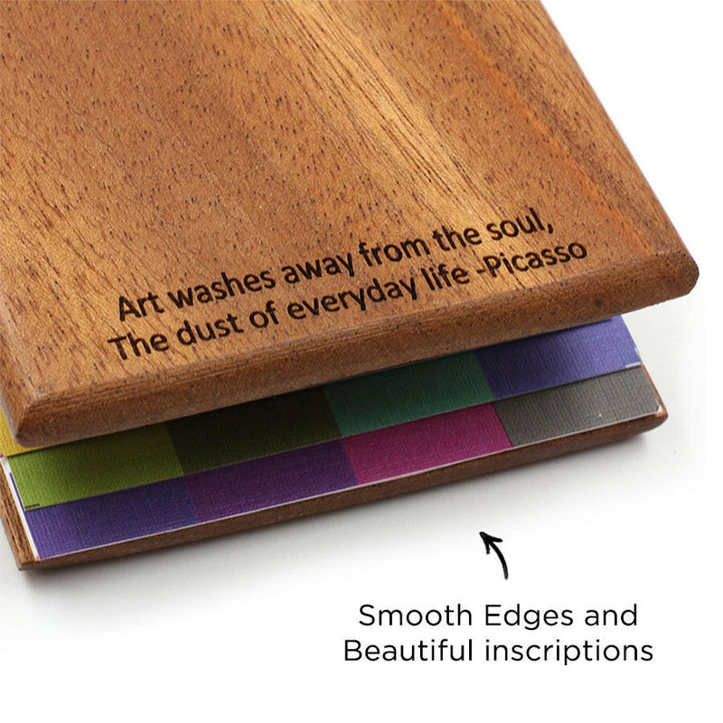 Perfect gift for watercolor lovers & artists. Travel friendly watercolor painting set in a wooden case etched with name & wishes